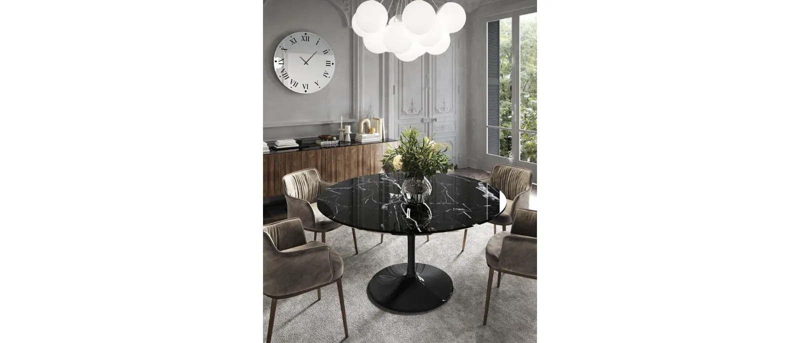 Tavolo rotondo con top in marmo Corsocomo de Di Lazzaro