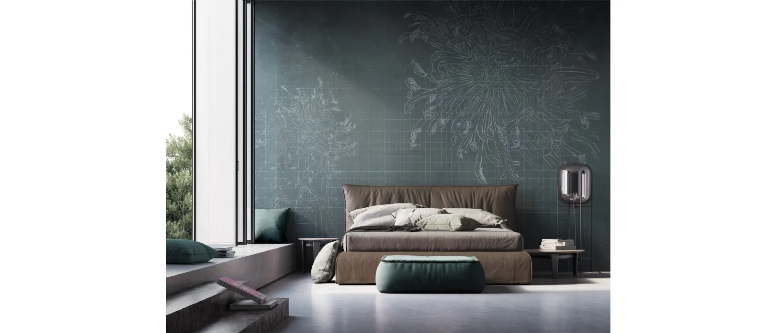 Carta da parati con disegni floreali Aona di Instabilelab