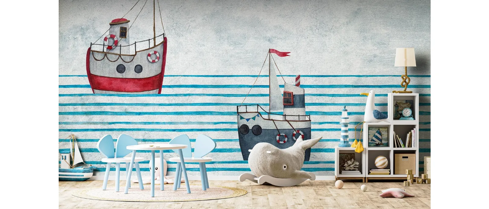 Carta da parati per camerette The Boats di Instabilelab