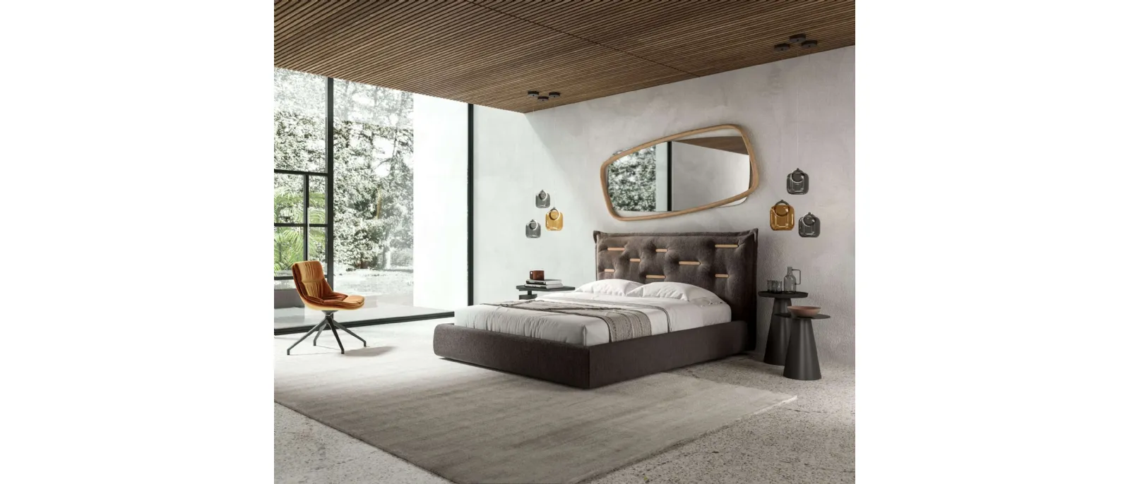 Specchio con cornice in legno Golden Wood di Ozzio