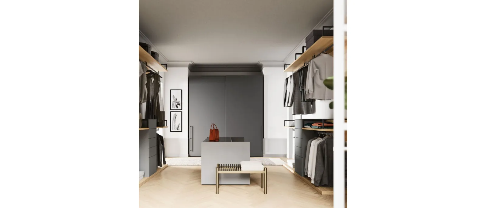Cabina Armadio Alea in melaminico grigio e lavagna di Orme