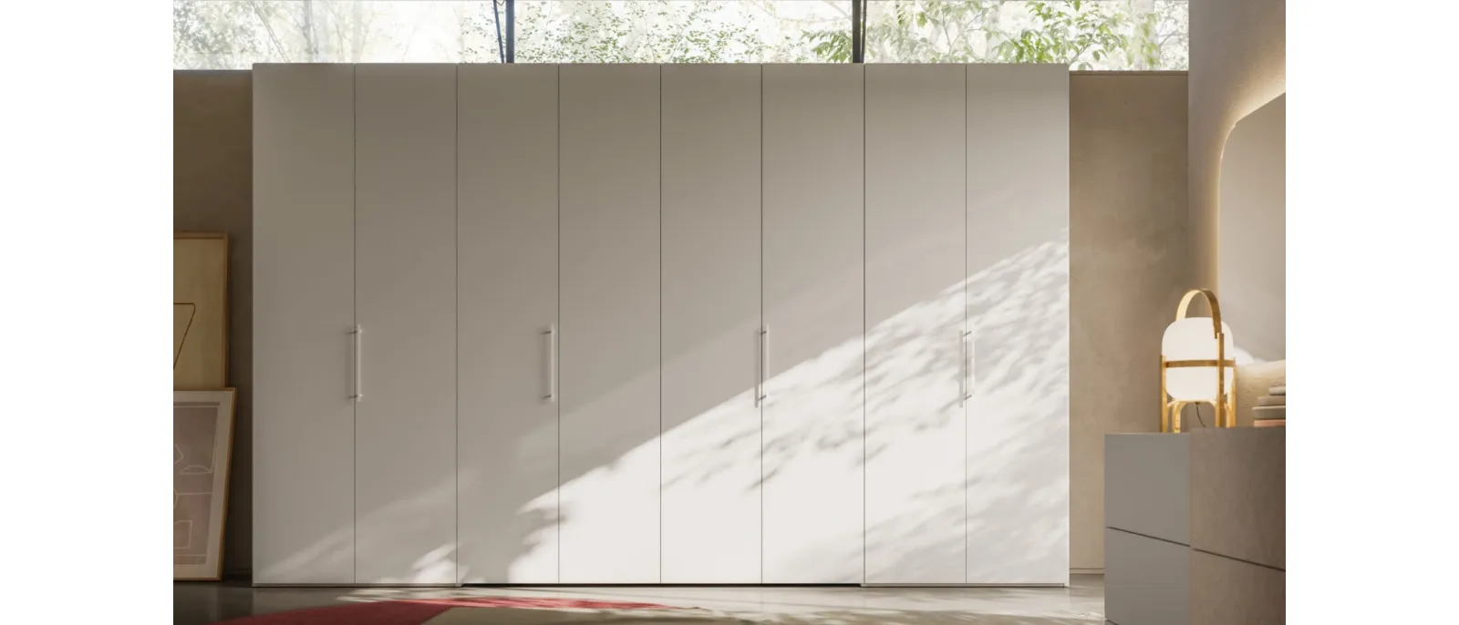 Armadio con anta battente Liscia + M 14 + cabina Alea 37 di Orme