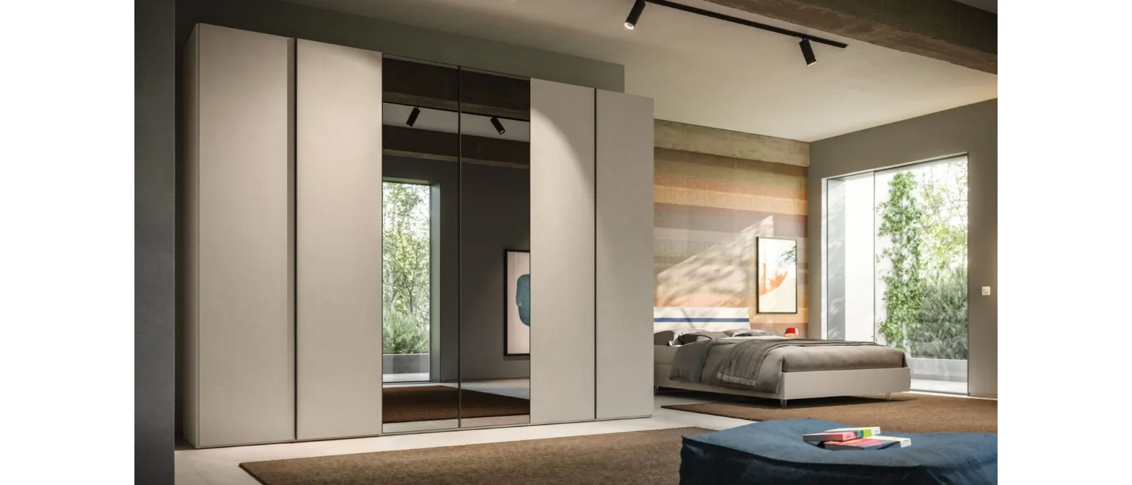 Armadio con anta battente Manlò + Specchio 28 di Orme