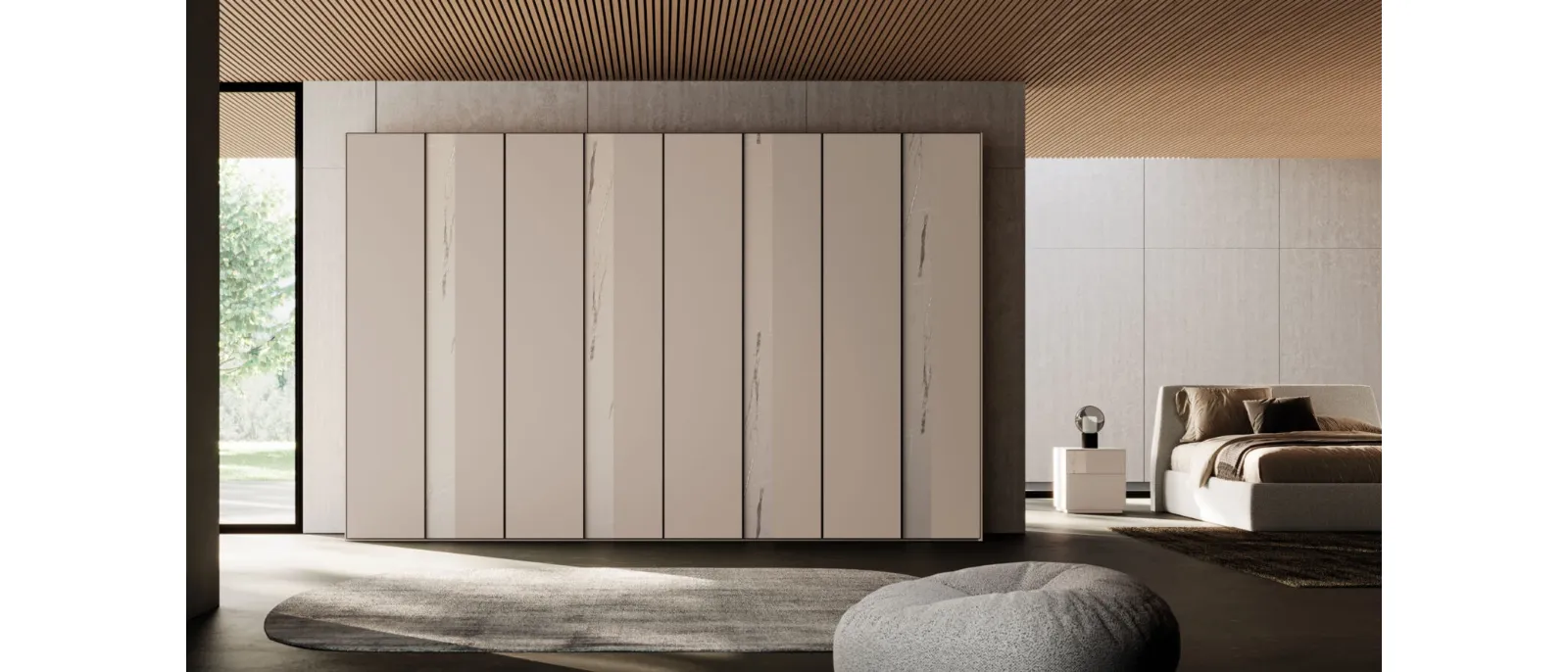 Armadio ad ante battenti Night 18 in melaminico Tortora e Marmo di Orme