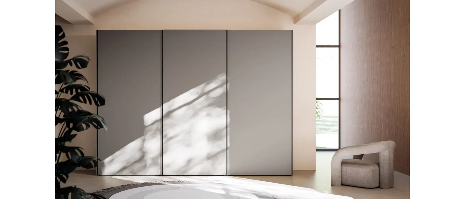Armadio ad ante scorrevoli Night 24 in laccato opaco Titanio di Orme