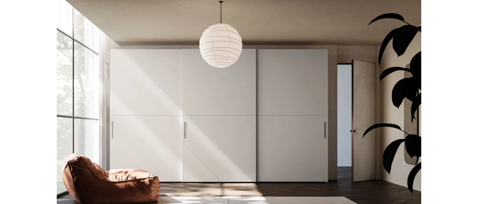 Armadio ad ante scorrevoli Night 36 in laccato opaco Perla di Orme
