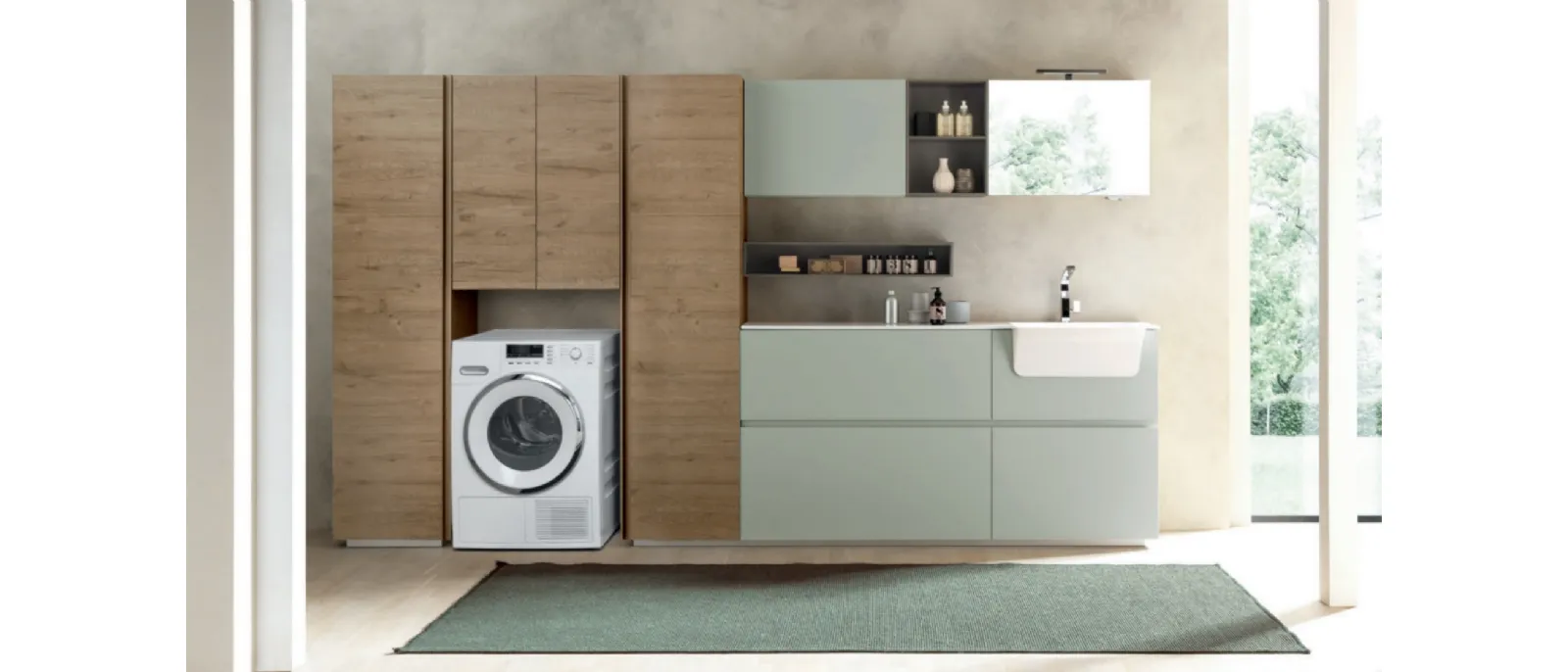 Mobile da Bagno Laundry System C09 in laccato opaco e melaminico di Baxar