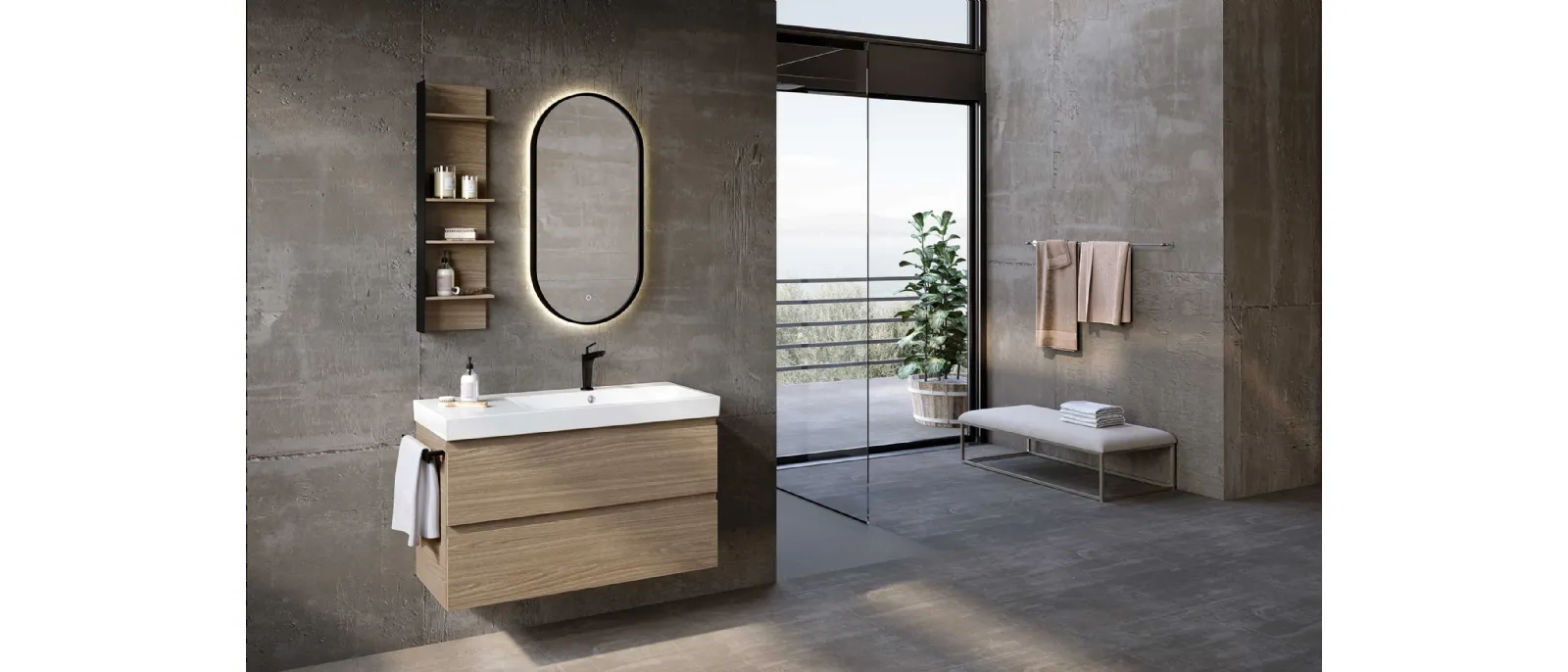 Mobile da Bagno sospeso Block System Just C34 di Baxar