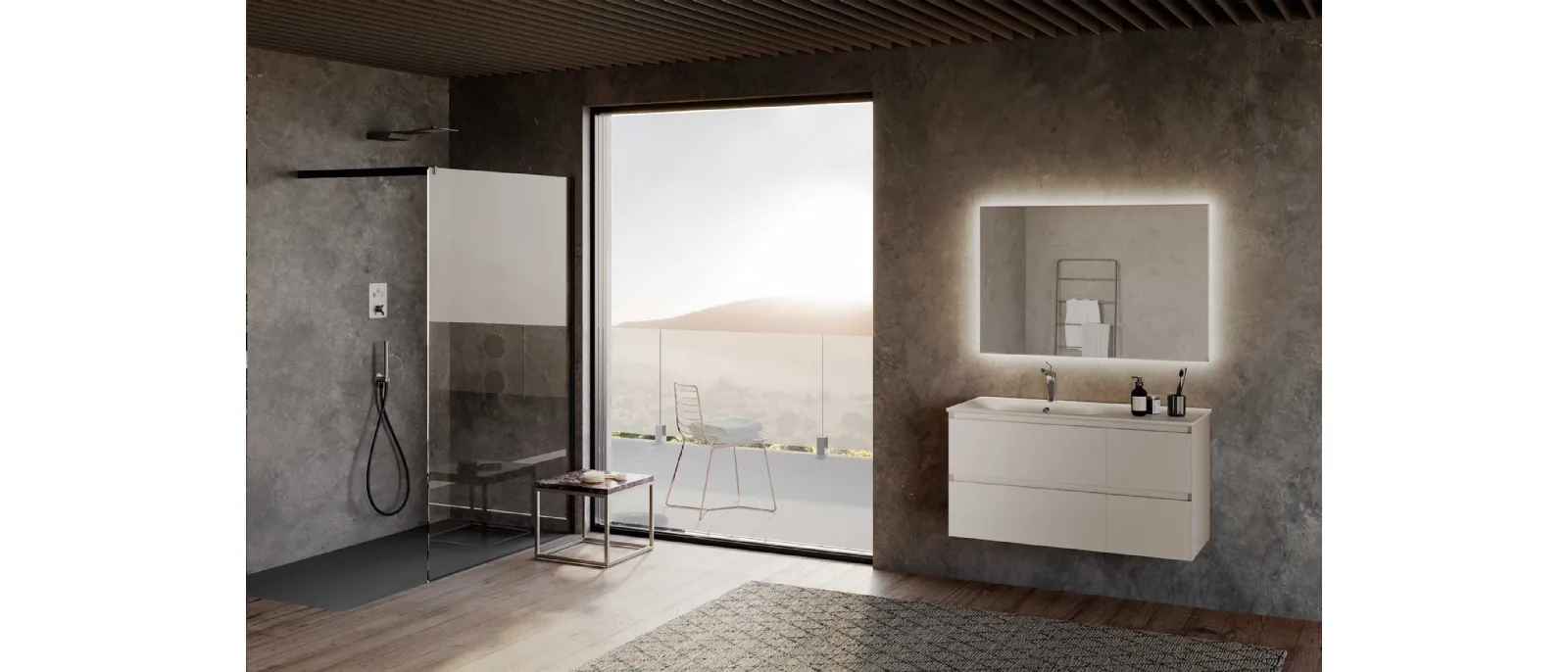 Mobile da Bagno sospeso Block System Picasso C30 di Baxar