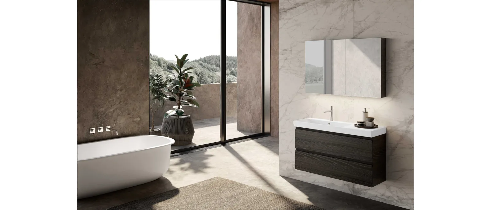 Mobile da Bagno sospeso Block System Set-Up C35 di Baxar