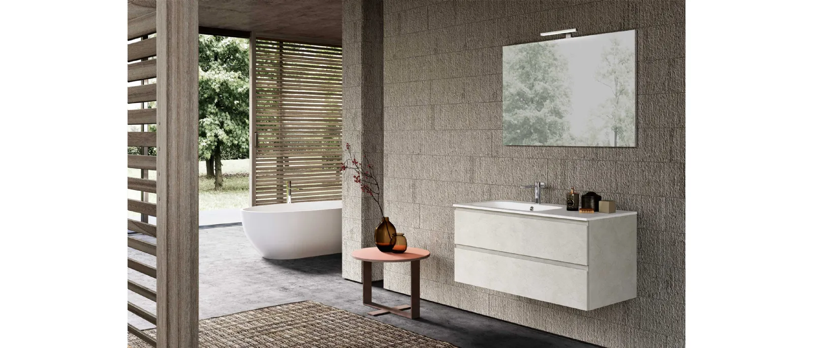 Mobile da Bagno sospeso Block System Slim C39 di Baxar