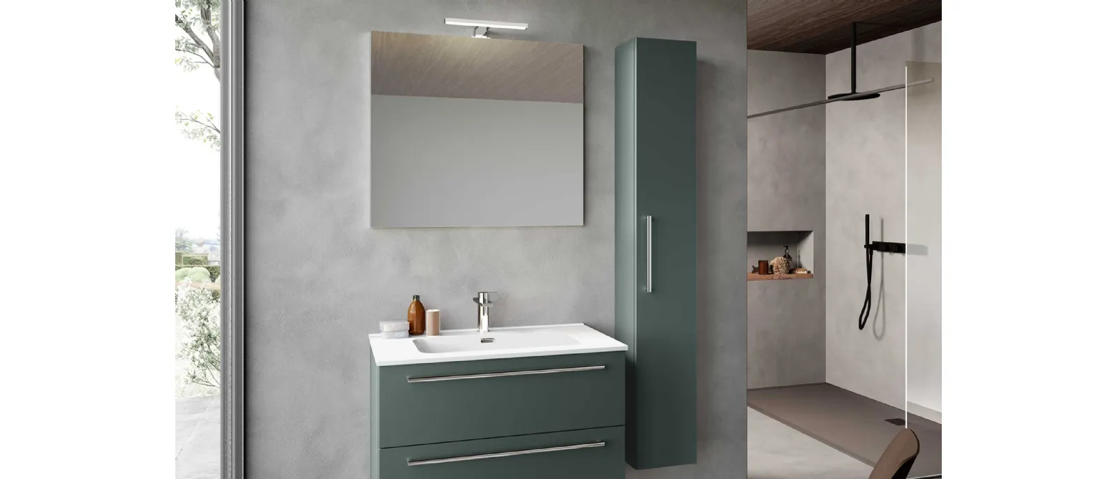 Mobile da Bagno sospeso Block System Slim C41 di Baxar