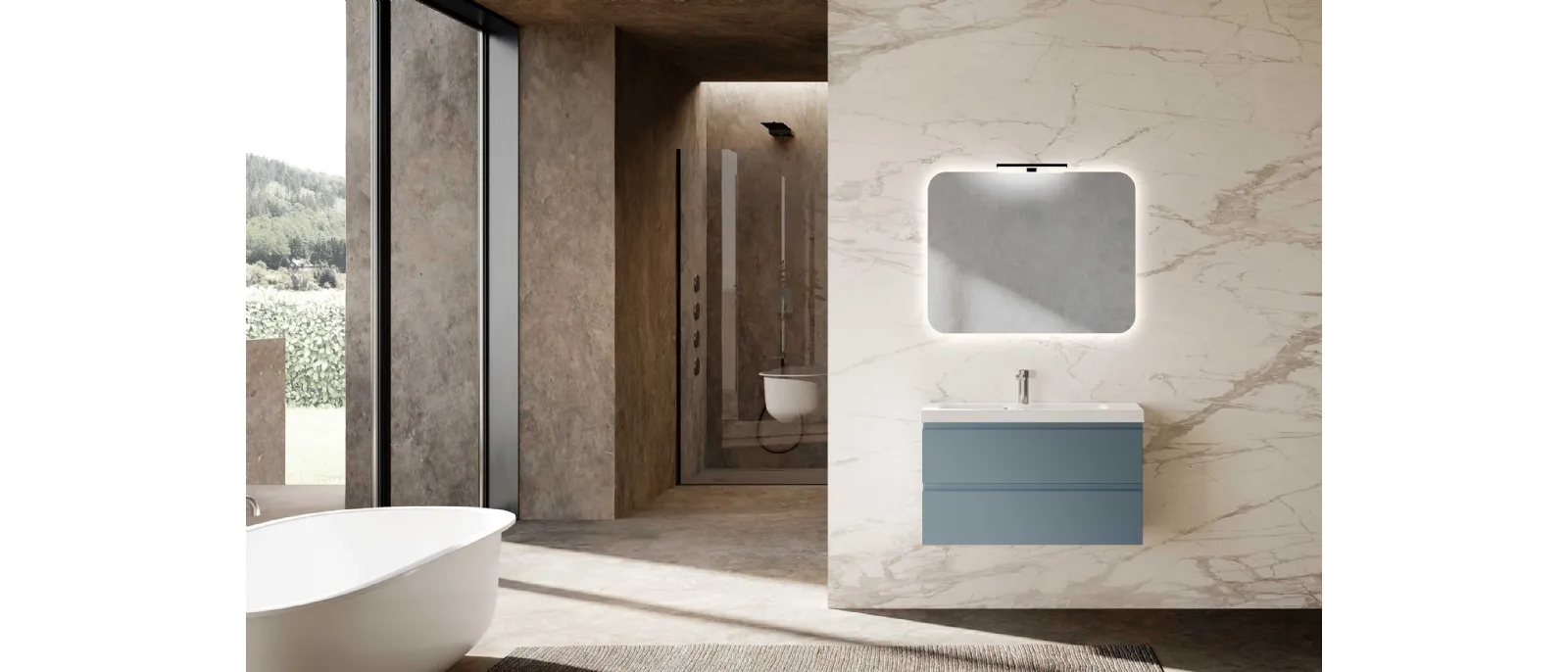 Mobile da Bagno sospeso Block System Square Evo C37 di Baxar