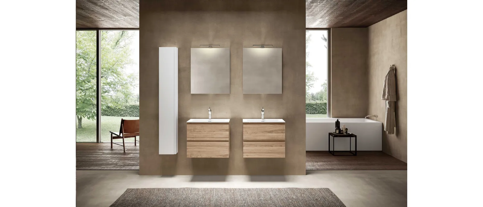 Mobile da Bagno sospeso Block System Syntesi C28 di Baxar