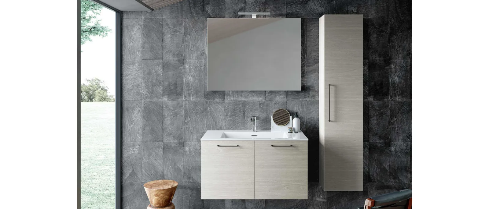 Mobile da Bagno sospeso Block System Syntesi C38 di Baxar