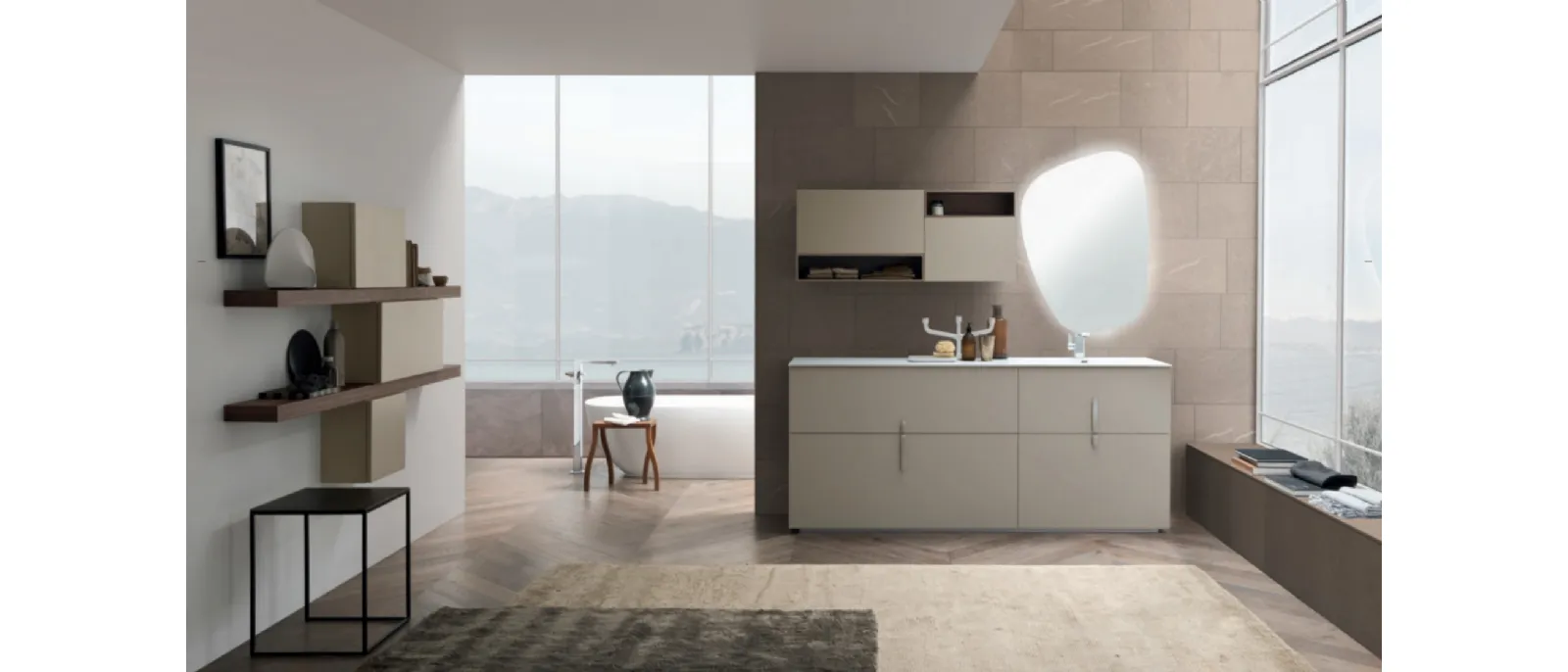 Mobile Bagno da appoggio M System C010 in laccato opaco di Baxar