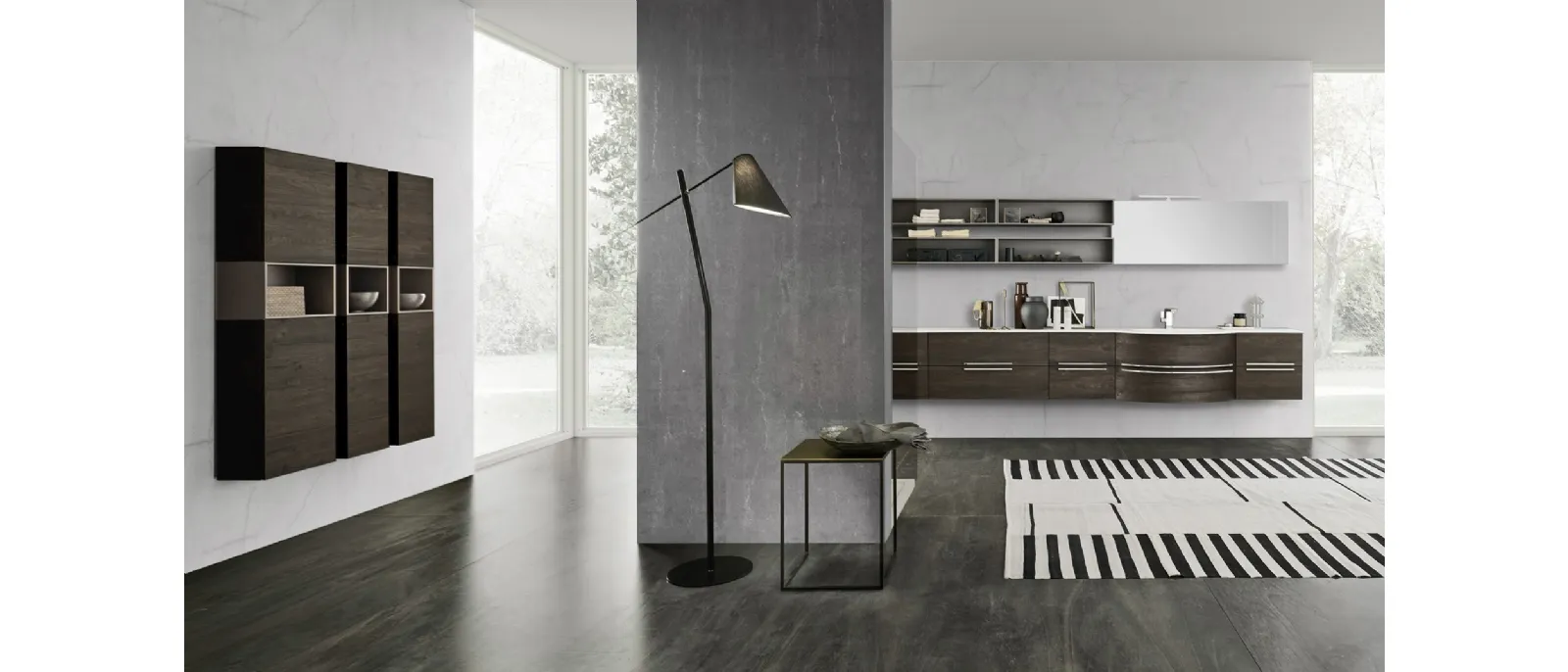Mobile bagno sospeso M System C013 in laminato effetto legno di Baxar