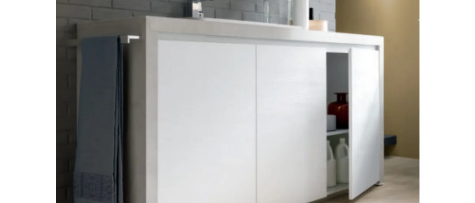 Mobile da lavanderia Laundry System C03 in laminato Rovere dogato Bianco di Baxar