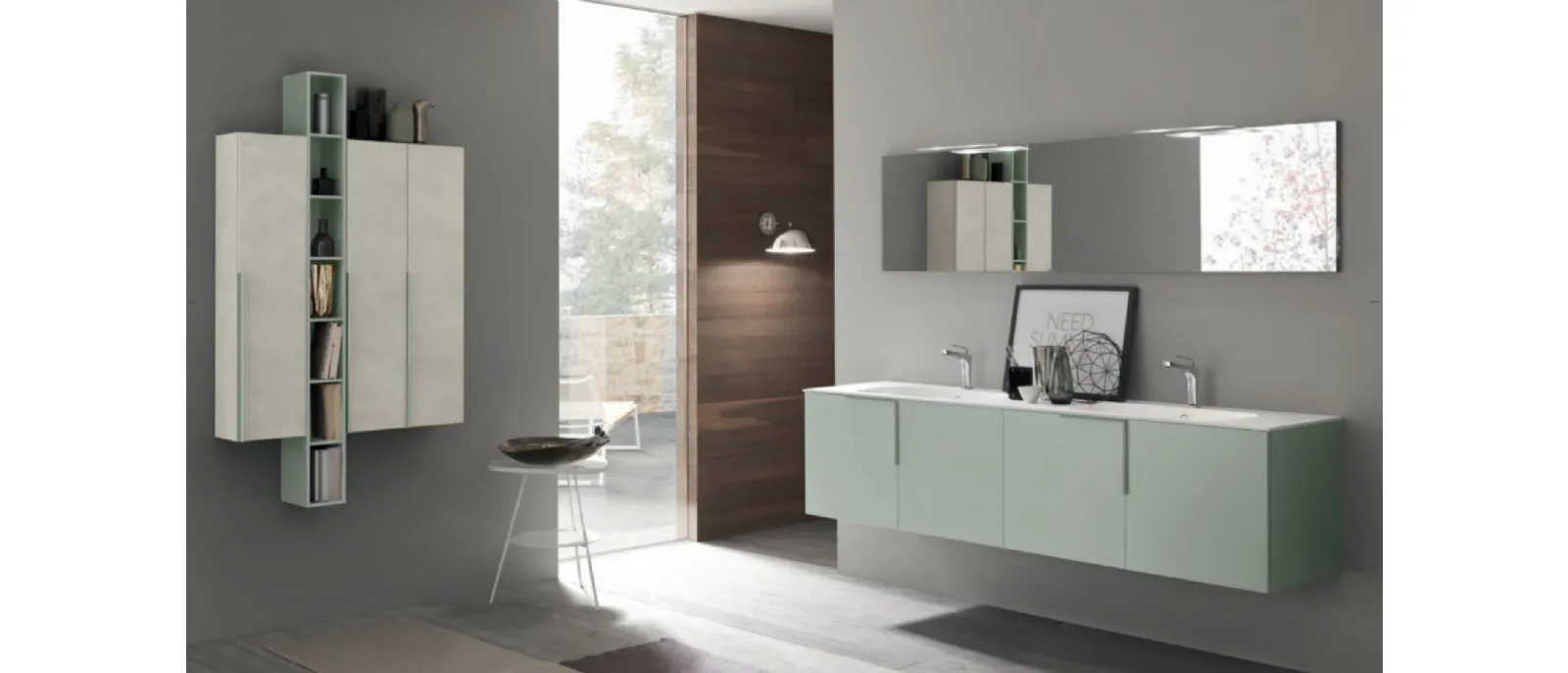 Mobile da Bagno sospeso M1 System C111 in laccato opaco di Baxar