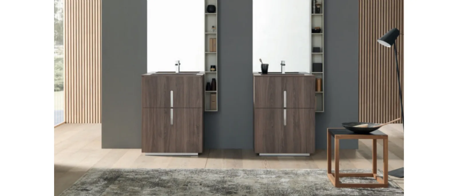 Mobile Bagno da appoggio M System C001 in HPL Unicolor Noce Savoia di Baxar