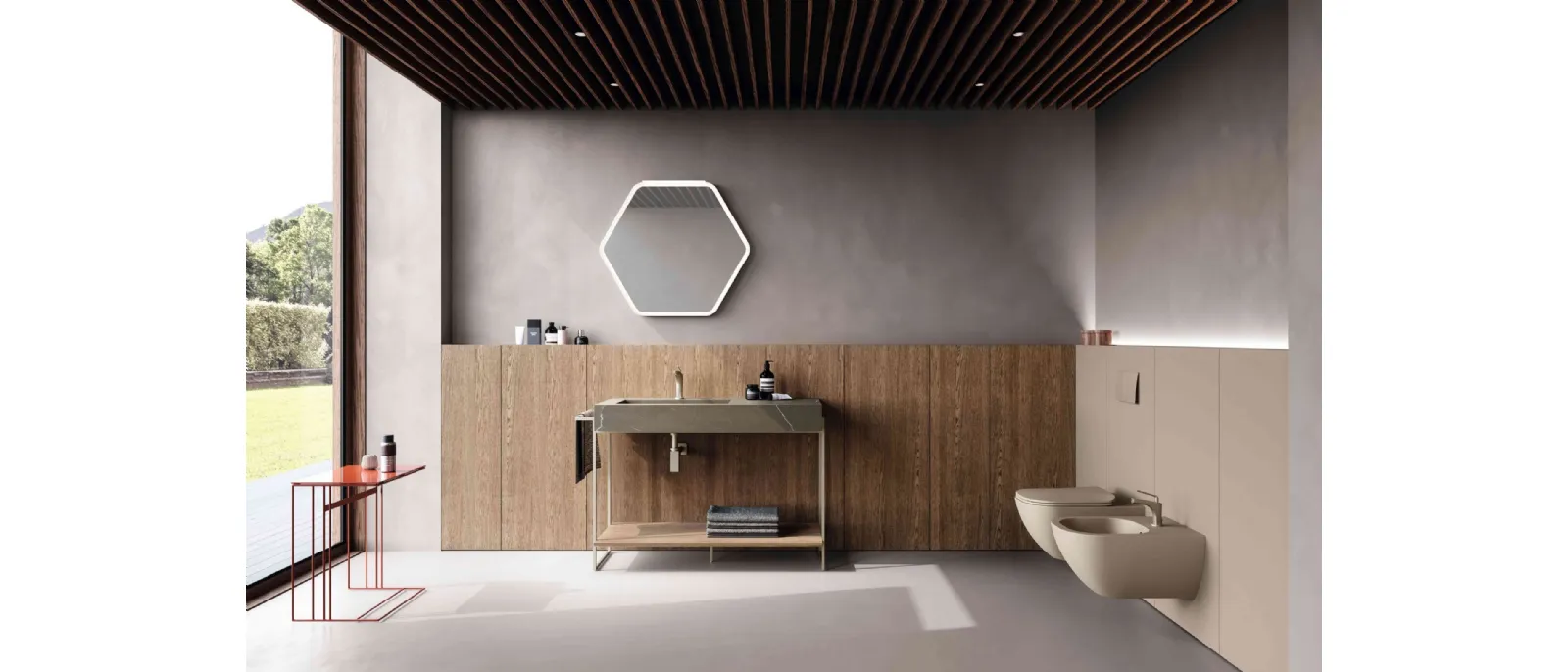 Mobile da Bagno M2 System 241 in rovere avena e gres di Baxar