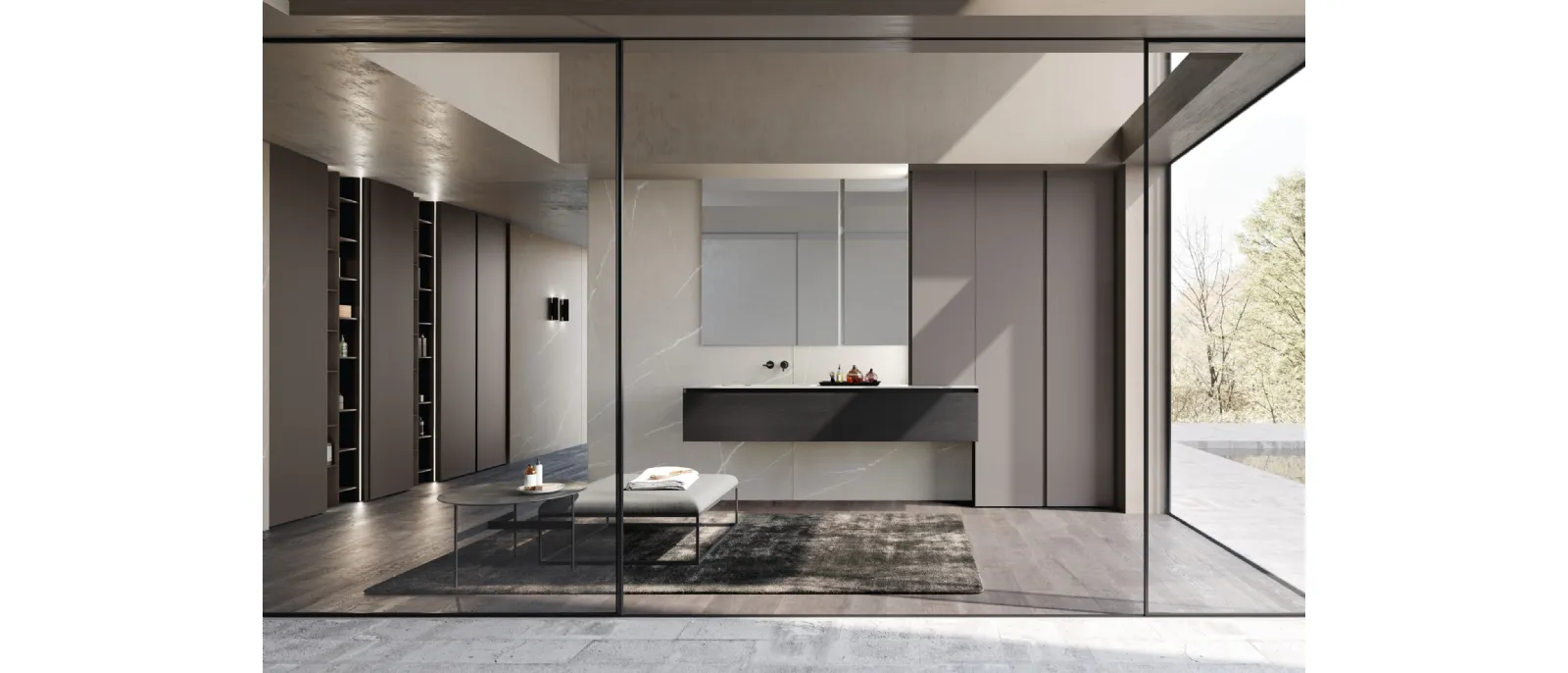 Mobile da Bagno M3 System 307 in rovere nero impiallacciato di Baxar