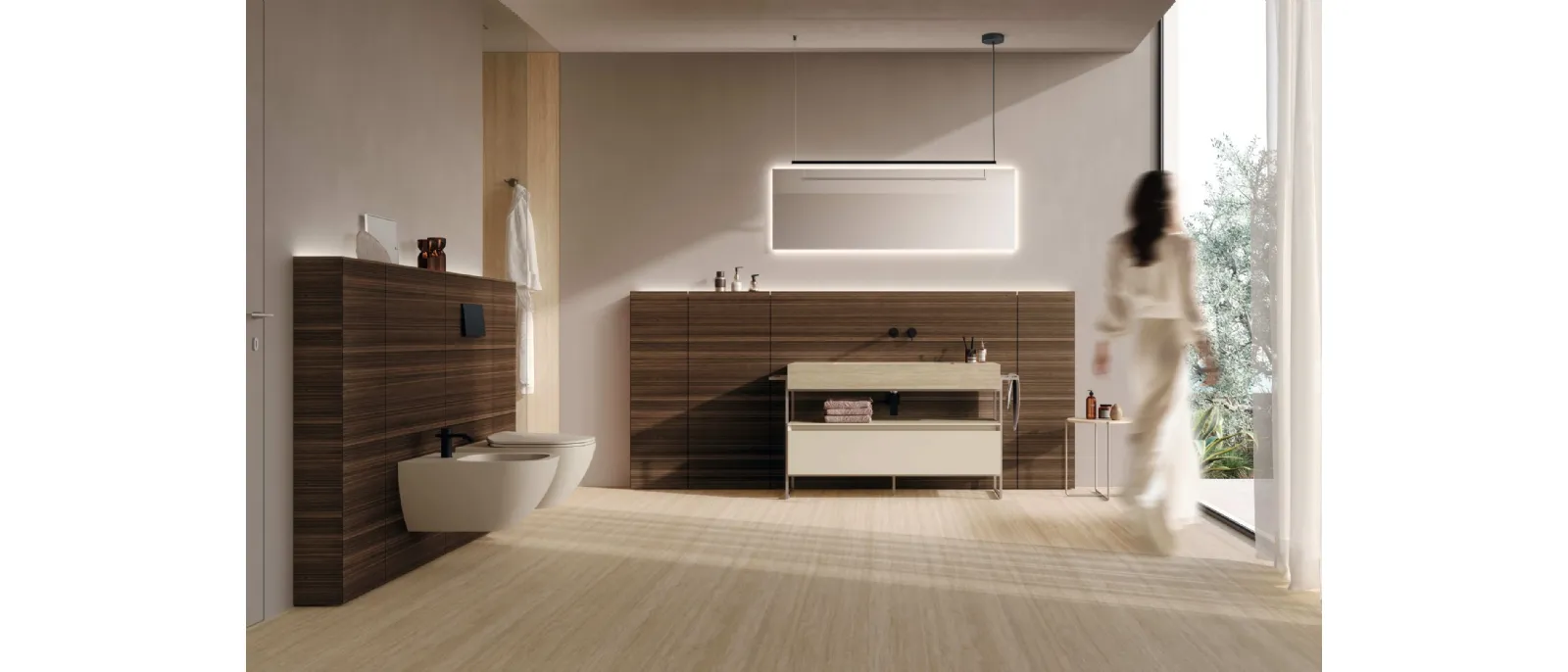 Mobile da Bagno M3 System 341 in laccato e legno di Eucalipto di Baxar