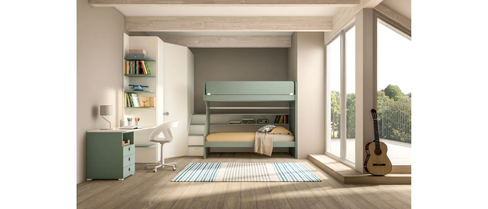 Camera con letto a castello e scrivania Room 164 di Zg Mobili
