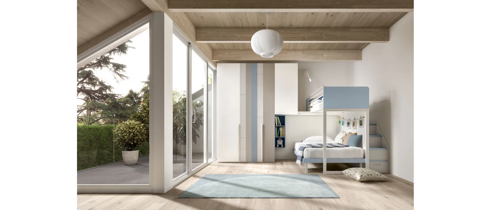 Camera con soppalco Room 163 con armadio dalle ante personalizzabili di Zg Mobili