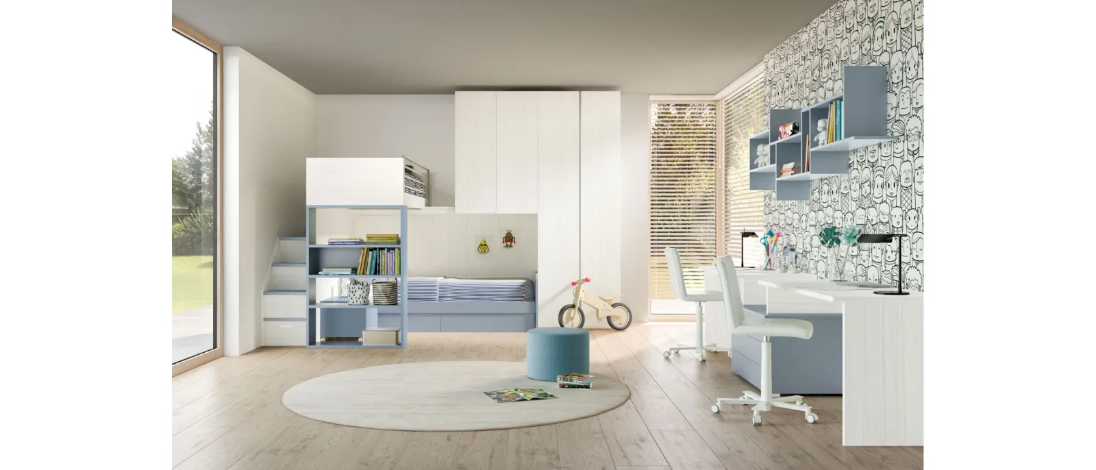 Camera per bambini con soppalco Room 166 di Zg Mobili