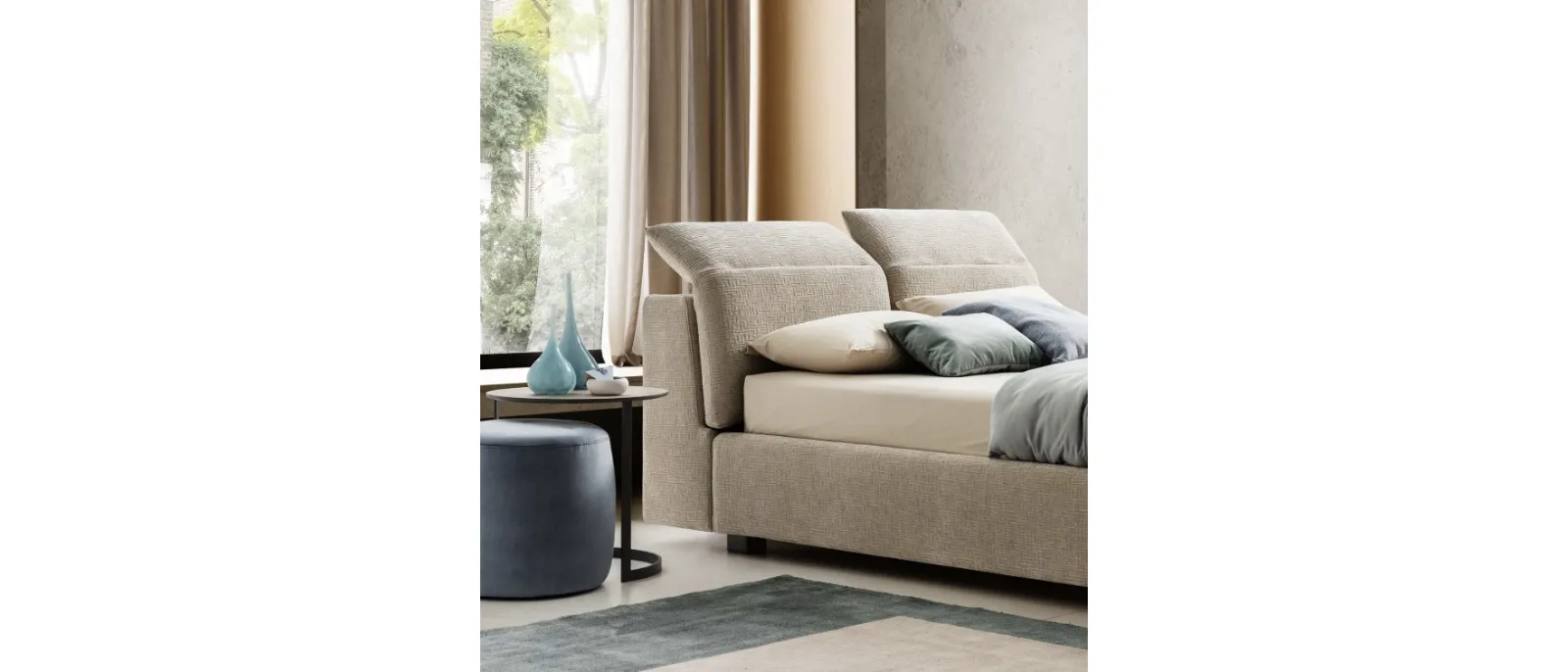 Letto in tessuto imbottito con testiera reclinabile Apollo di Le Comfort
