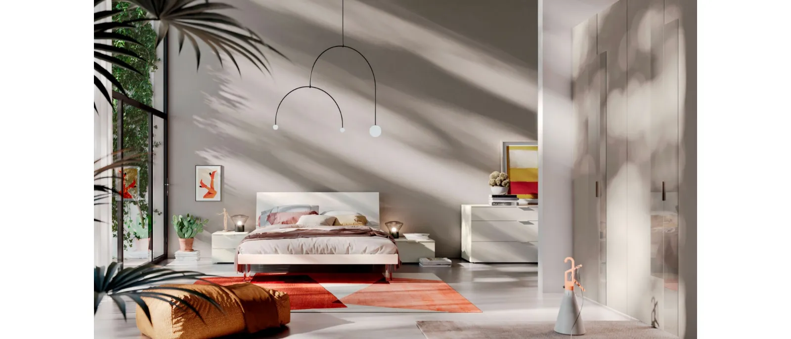 Letto matrimoniale con testiera Banco in materico Sbiancato di Orme