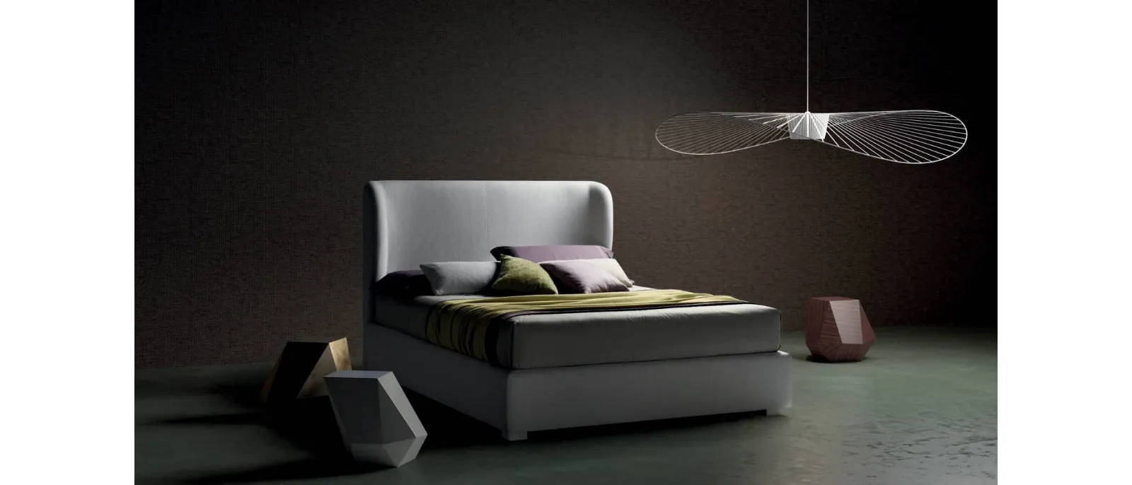 Letto in tessuto con testiera ad una piazza e mezza Emby di Bside