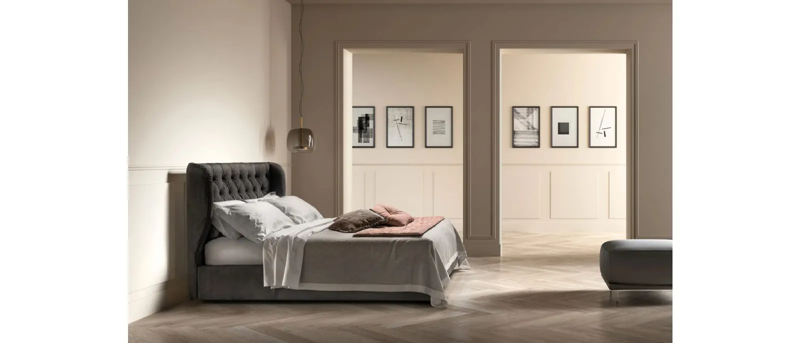 Letto in pelle con testiera Gem di Bside