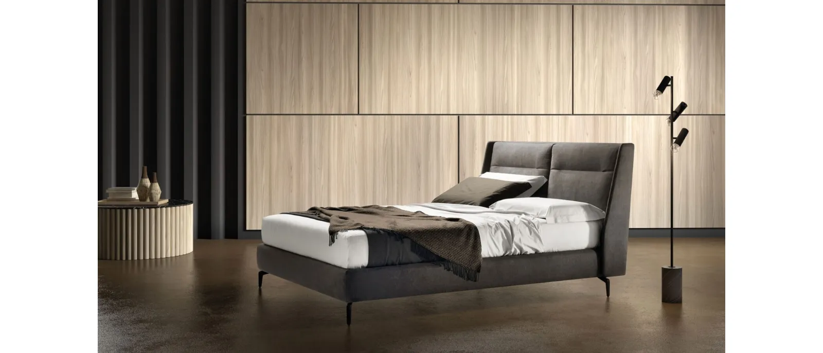 Letto matrimoniale in pelle con testiera regolabile Join di Bside