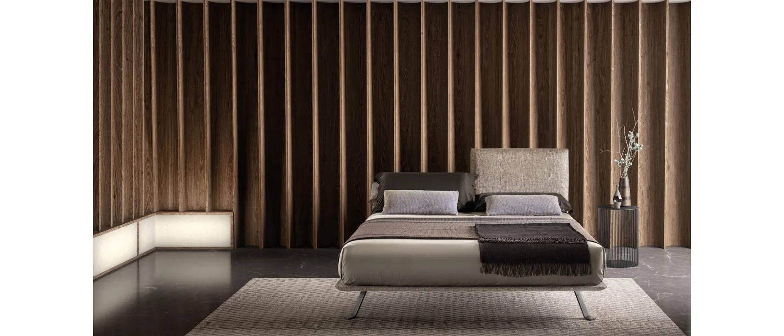 Letto in tessuto imbottito con testiera regolabile Just di Bside