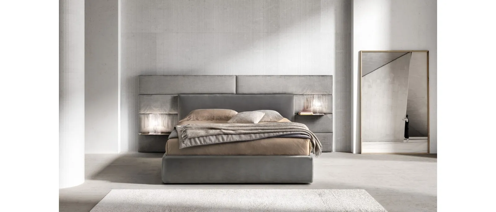 Letto in tessuto imbottito con testiera Match Programm di Bside