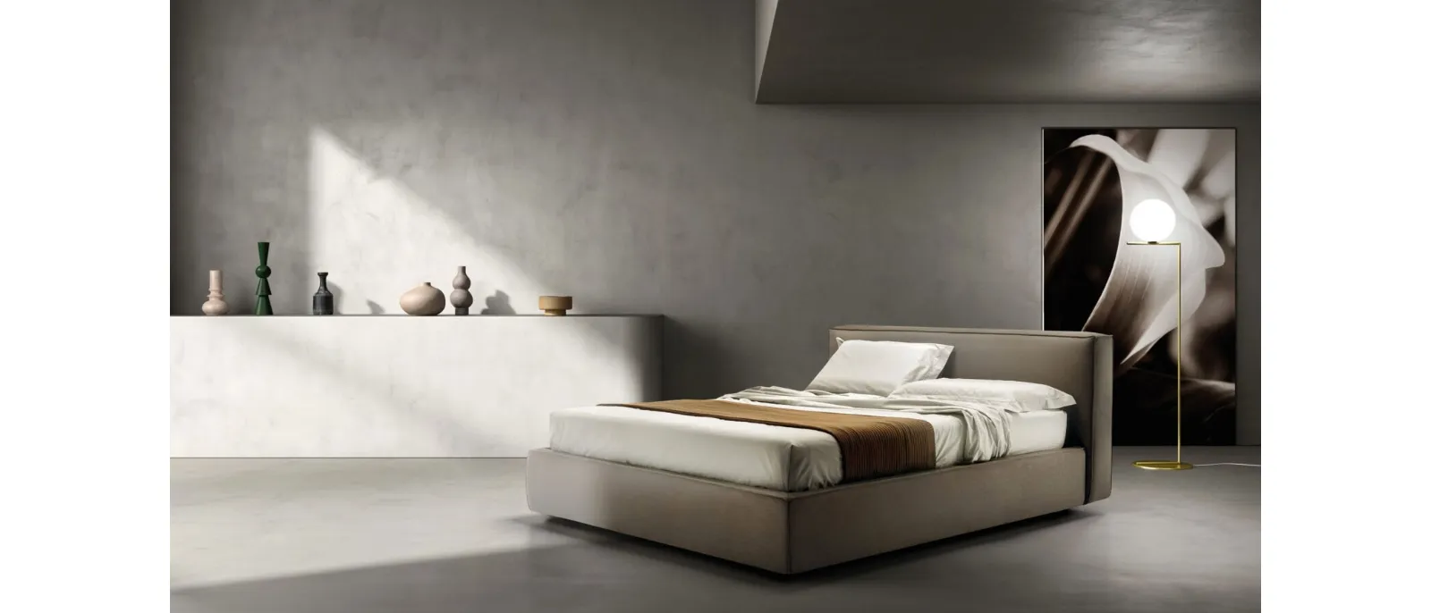 Letto in tessuto imbottito con testiera Relaxed di Bside