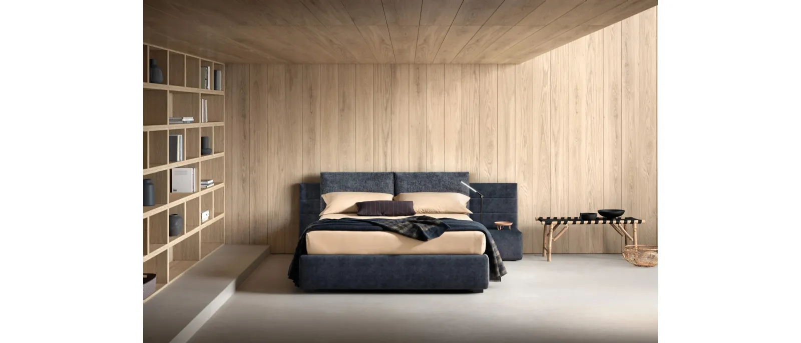 Letto con testiera in tessuto imbottito Smash Bside