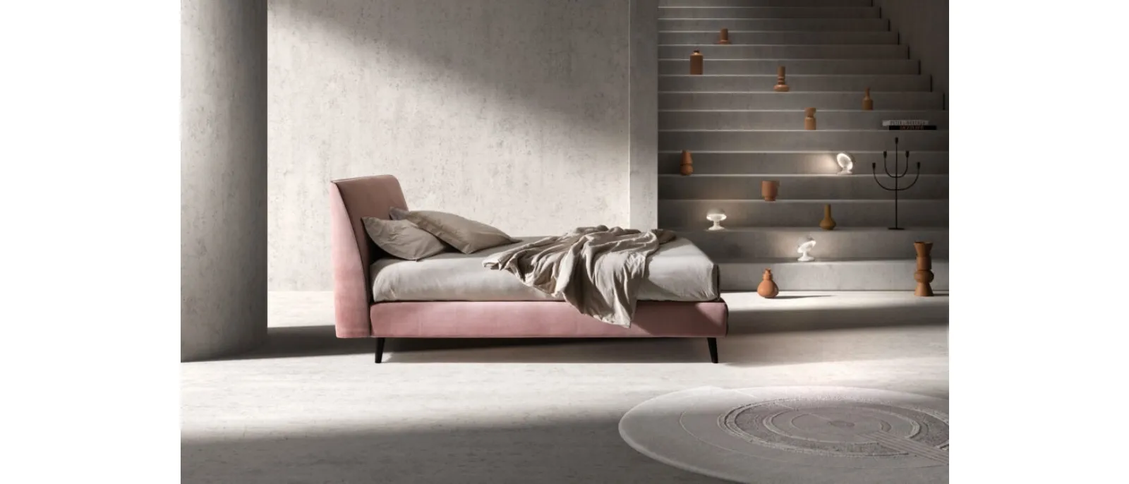 Letto con struttura in legno completamente imbottita e rivestita in tessuto Time di Bside