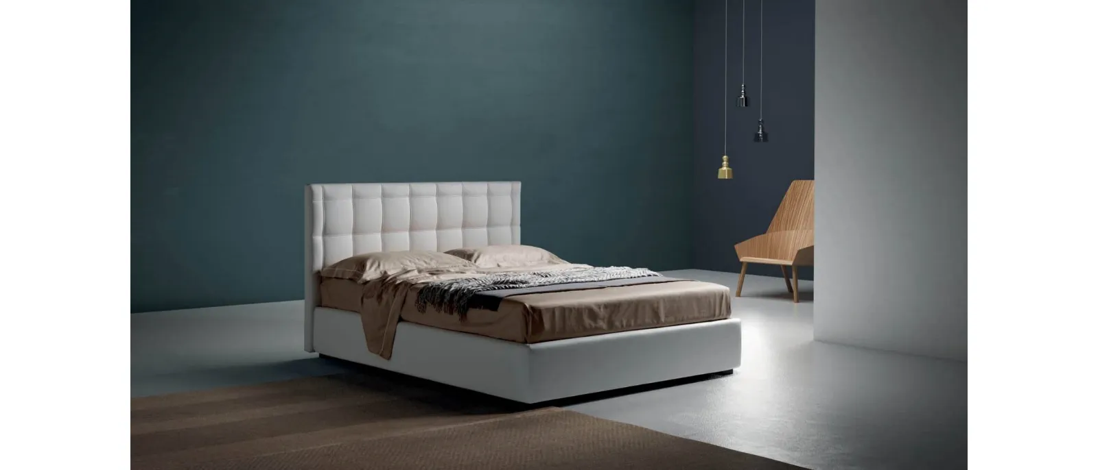 Letto con testiera in tessuto trapuntato Fancy di Bside