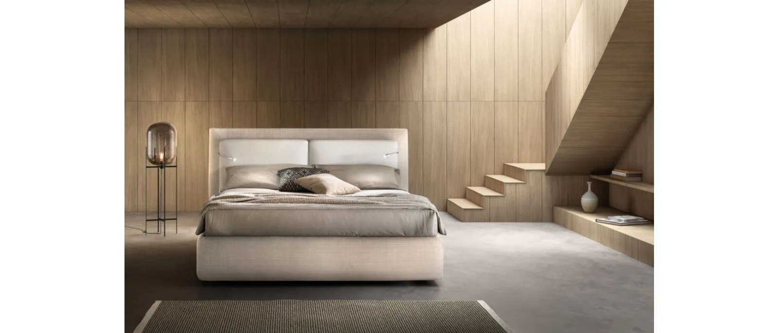 Letto relax in tessuto imbottito con testiera regolabile Flux di Bside