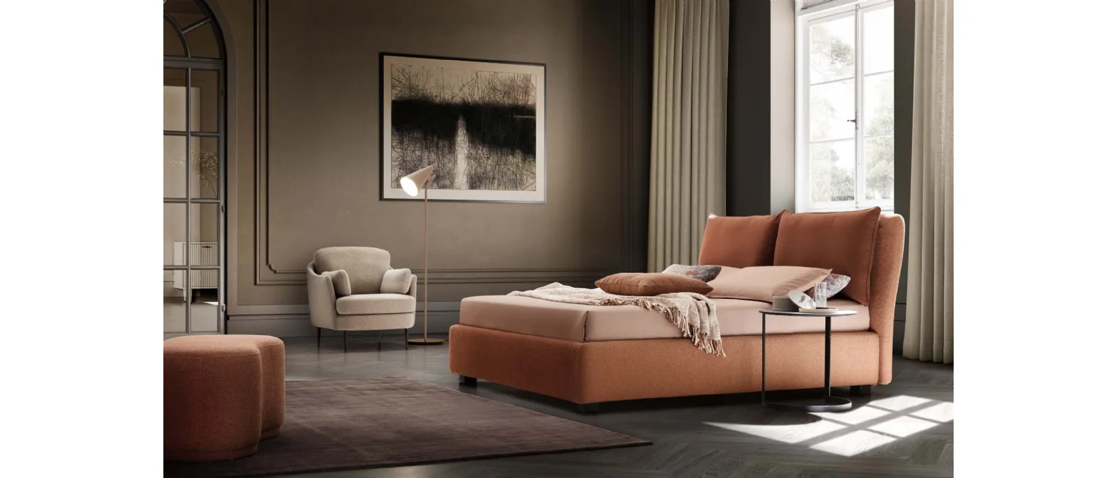 Letto in tessuto imbottito Fris di Le Comfort