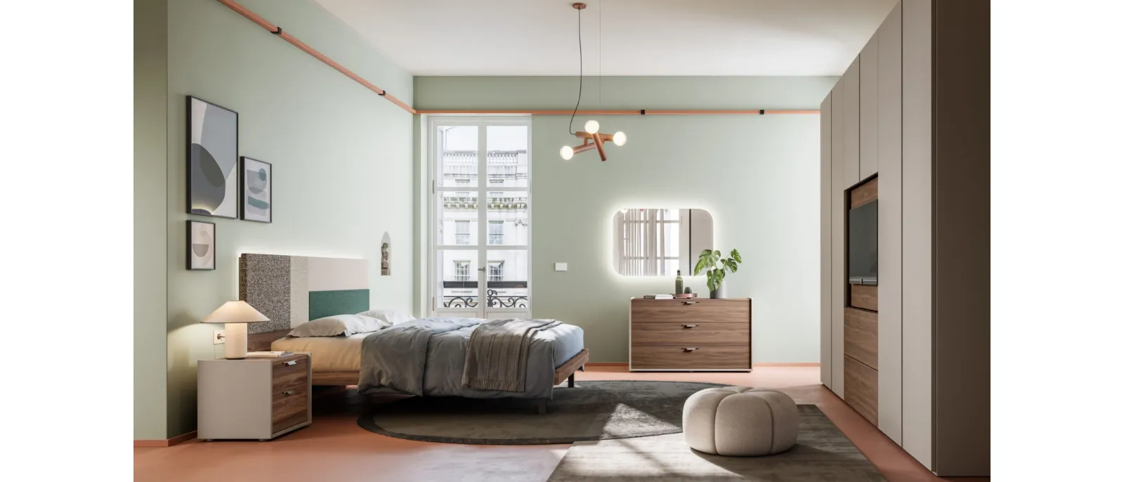 Letto matrimoniale Giako Basic 11 con testiera di Orme