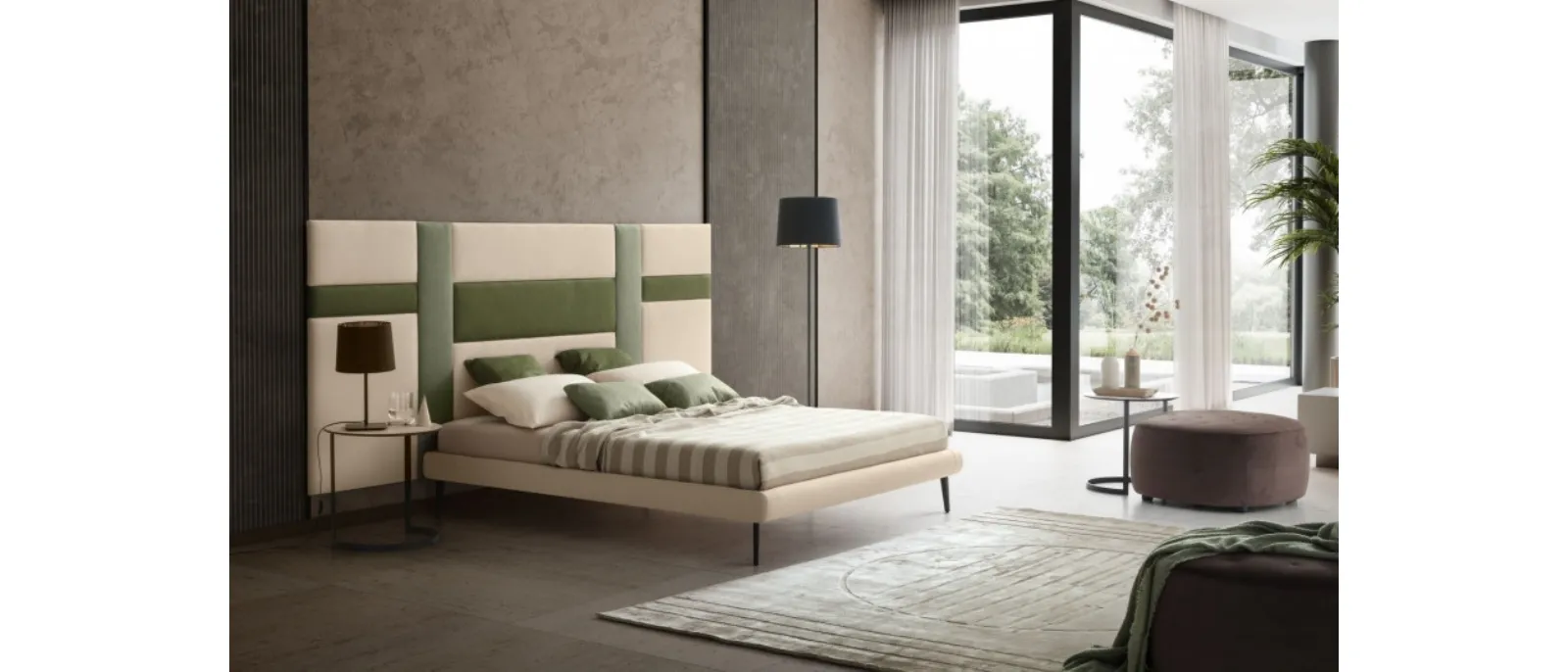 Letto in tessuto con testiera Ground di Le Comfort
