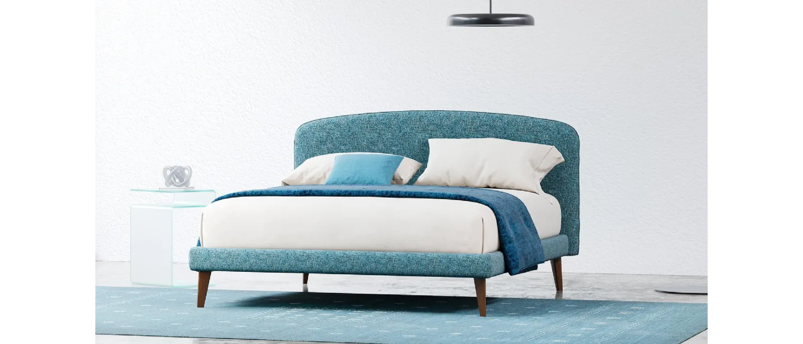 Letto in tessuto Harry con testiera arrotondata di Divaletti Home
