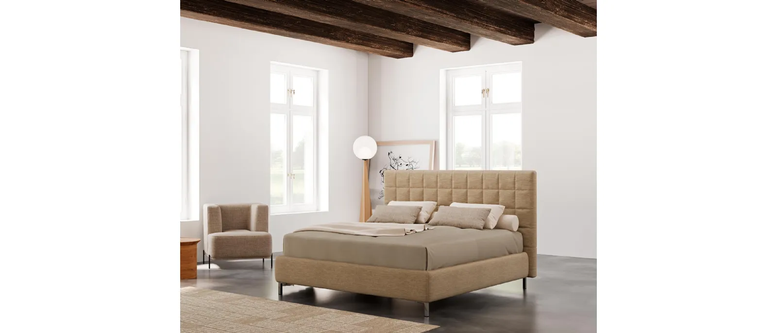 Letto in tessuto imbottito e trapuntato Ivan di Divaletti Home