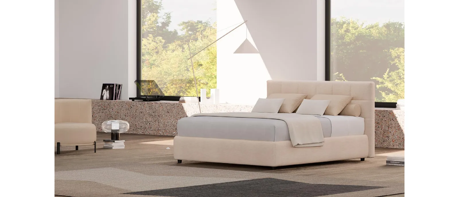 Letto moderno con testiera trapuntata Joy di Divaletti Home