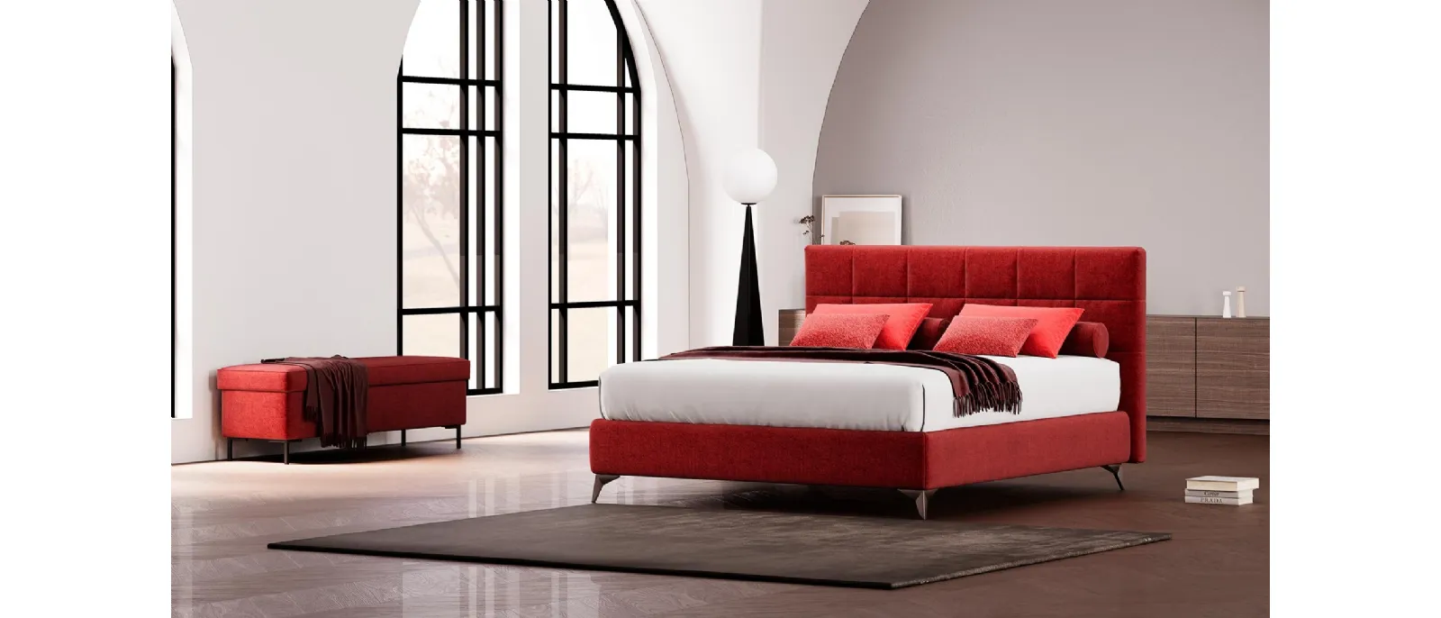 Letto moderno con testiera trapuntata Joy di Divaletti Home
