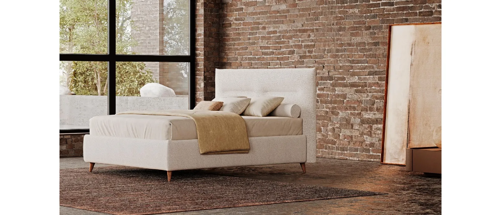 Letto in tessuto imbottito Ken di Divaletti Home